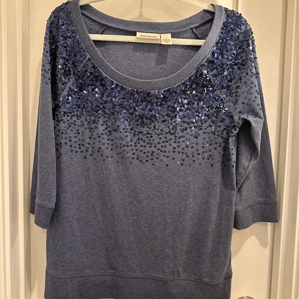 DKNY Jeans Blue Sequin Sweater